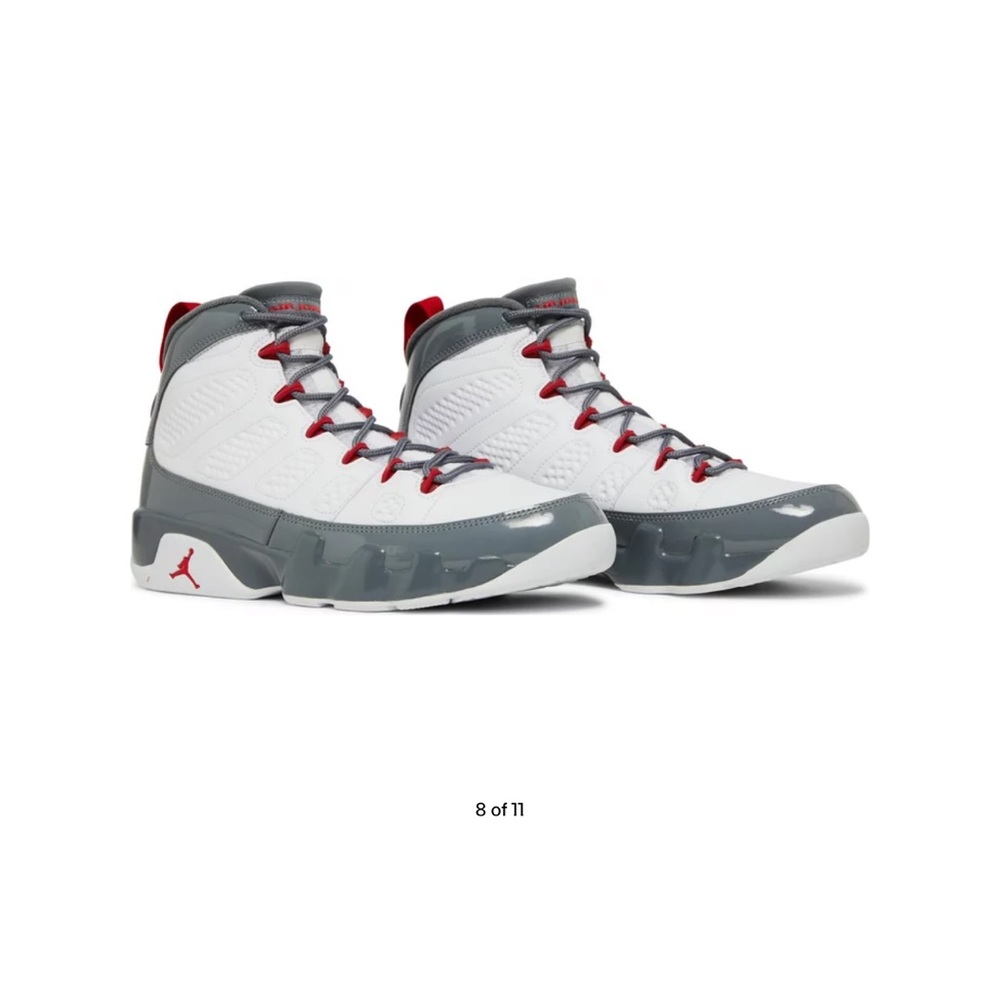 NEVER WORN!! AirJordan 9 Retro. White/ Cool Grey/Fire Red. Released in 2022.